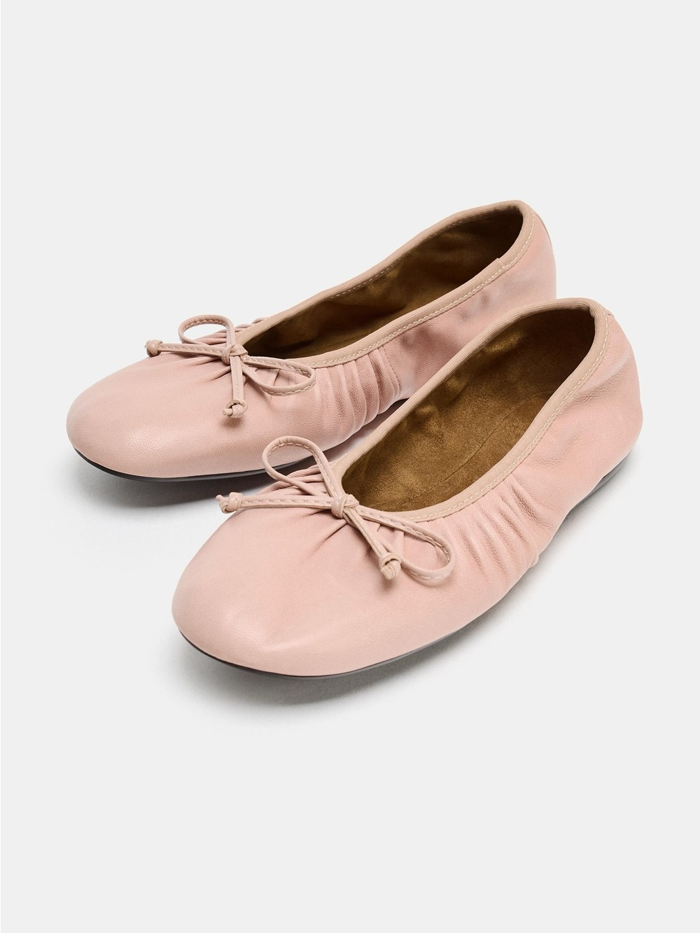 NWT: Zara Classic Ballet 🩰 100% leather Flats in Blush Pink in Sz: US 8 / EU 39